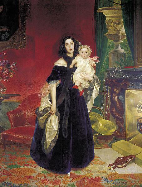 Karl Briullov Portrait of Mariya Arkadyevna Bek with her Daughter France oil painting art